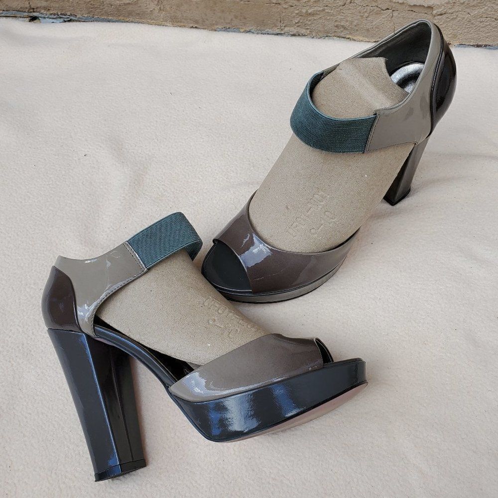 Paris Hilton ombre peep toe chunky heels